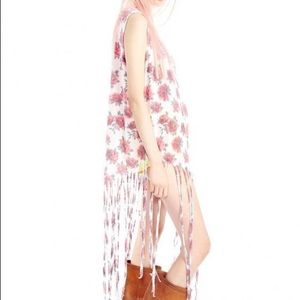 NWOT Wildfox floral tank/tunic with fringe
